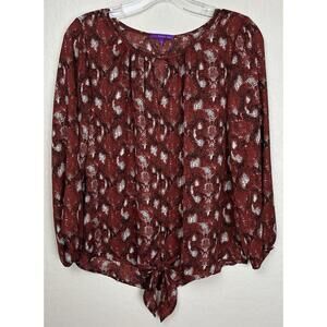 West Kei Snakeskin Tie Waist Komono Sleeve S‎ Red 0667